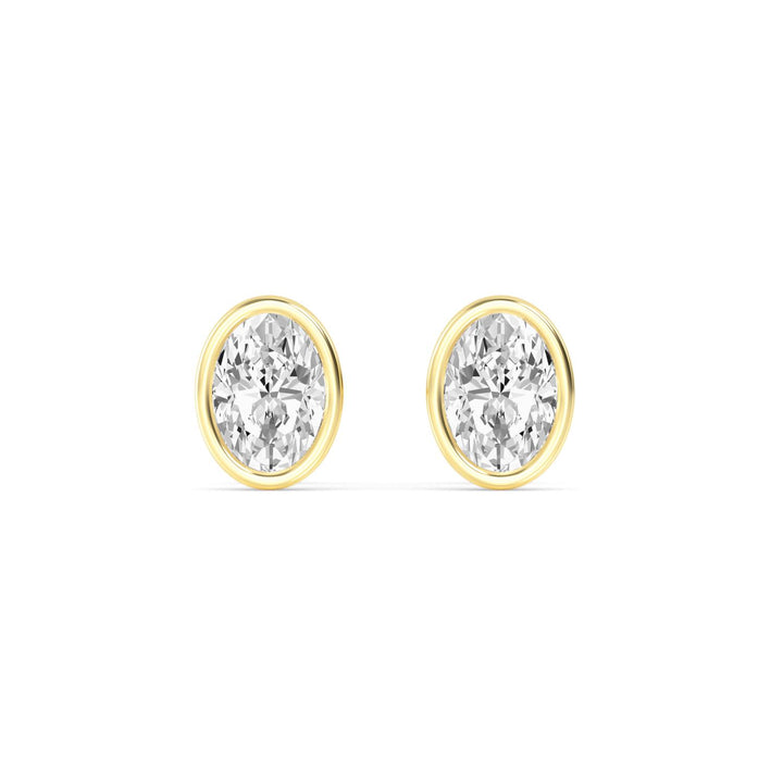 14KY 2.00CT Lab Grown Diamond Oval Bezel Earrings