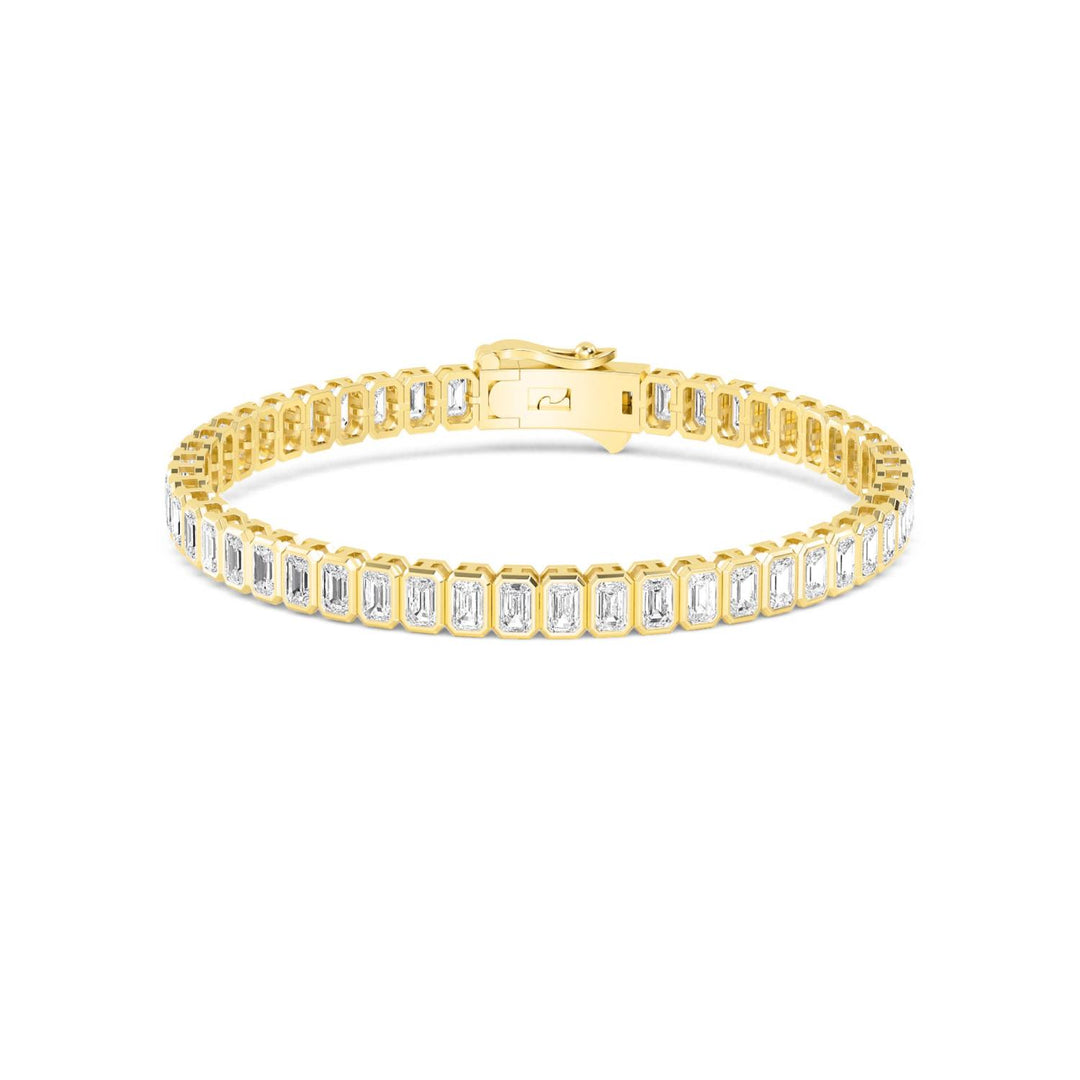 14KY 7.33CT Lab Grown Emerald Bezel Diamond Bracelet