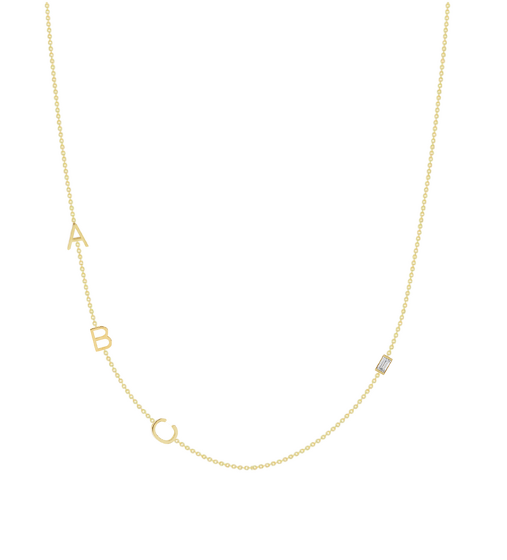 14KY Asymmetrical Initial Necklace