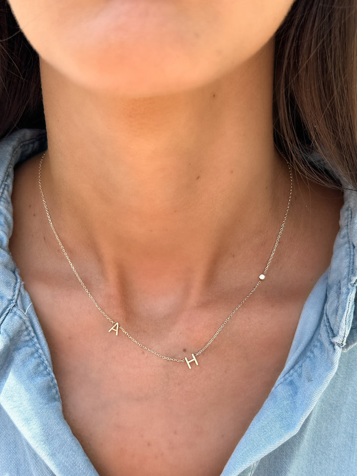 14KY Asymmetrical Initial Necklace