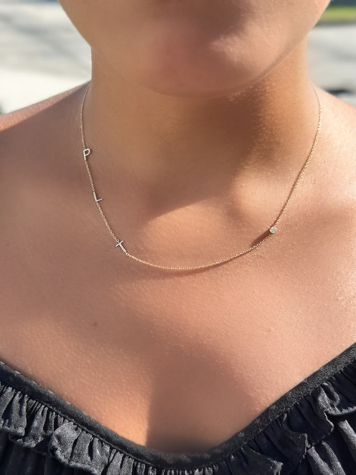 14KY Asymmetrical Initial Necklace