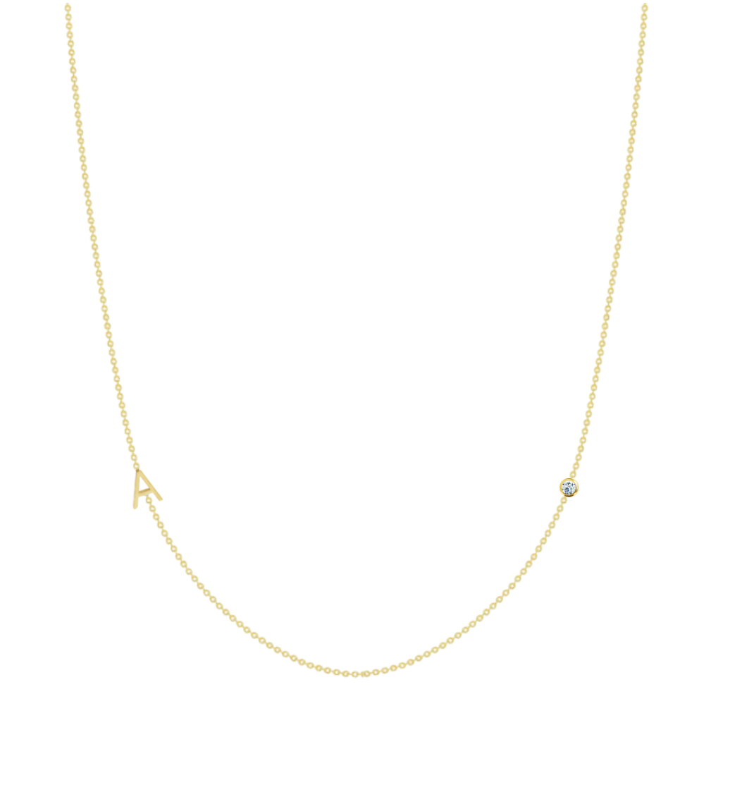 14KY Asymmetrical Initial Necklace