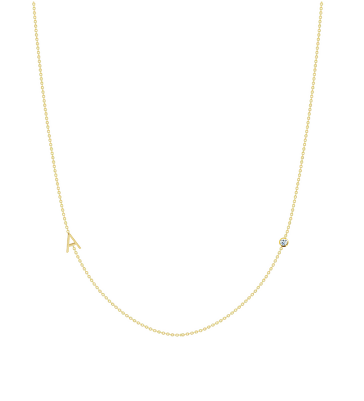 14KY Asymmetrical Initial Necklace