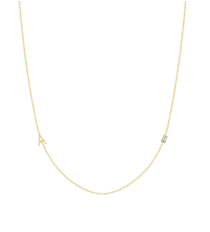 14KY Asymmetrical Initial Necklace