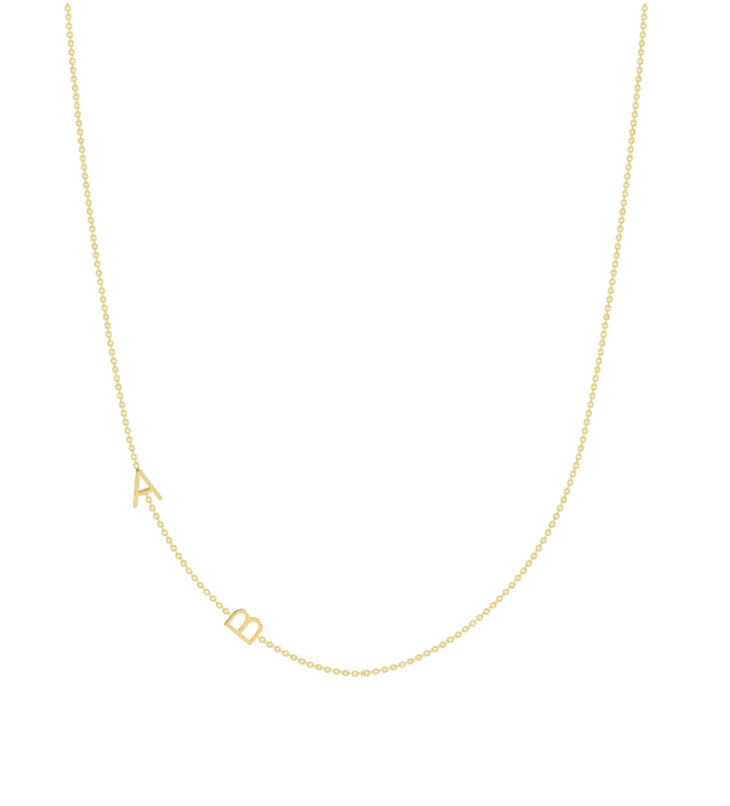 14KY Asymmetrical Initial Necklace