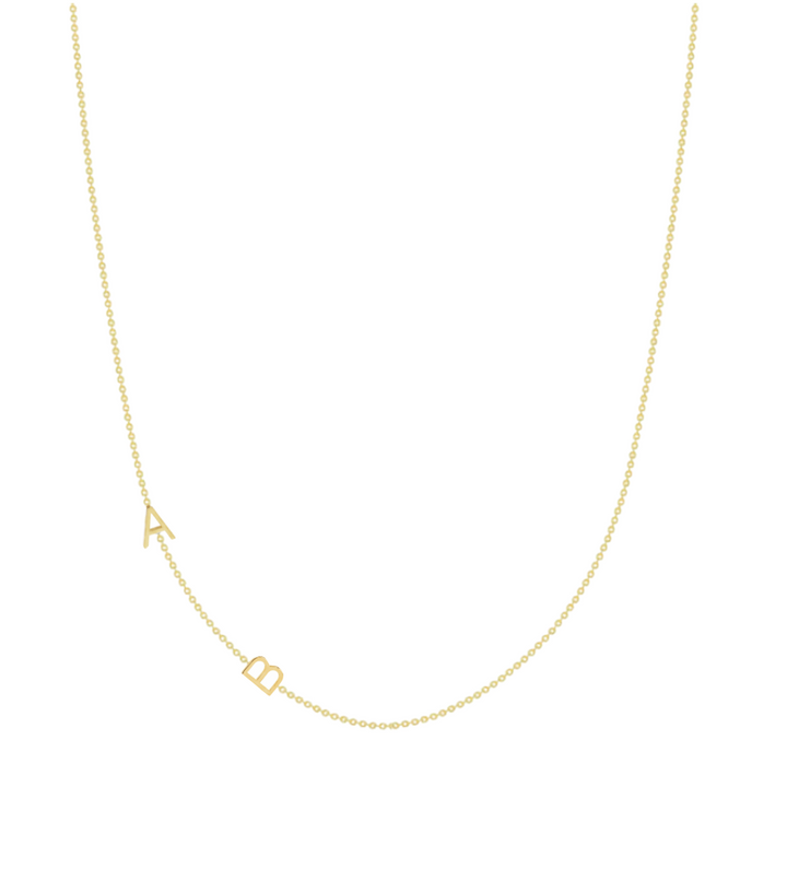 14KY Asymmetrical Initial Necklace