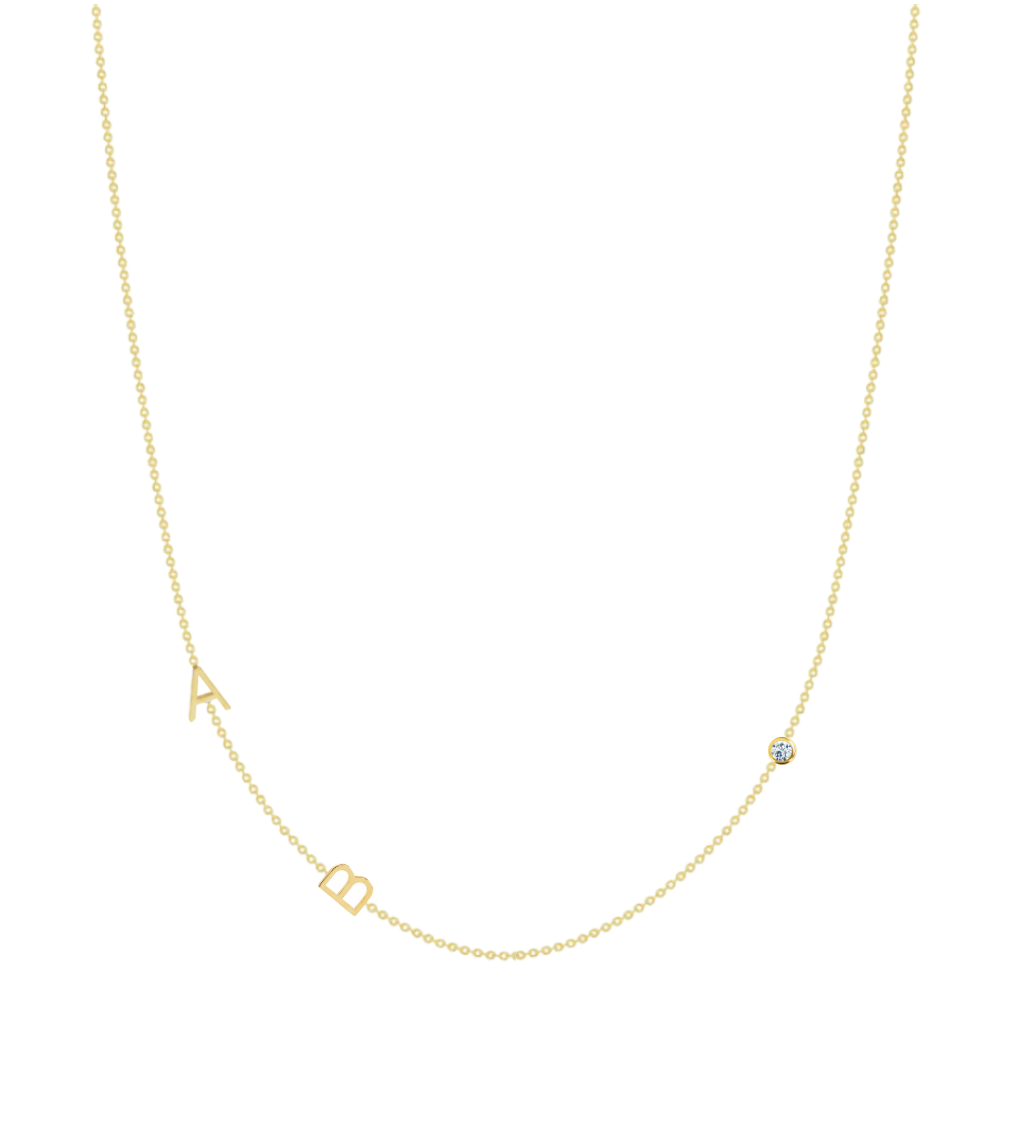 14KY Asymmetrical Initial Necklace