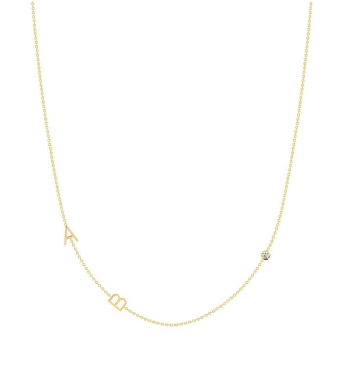 14KY Asymmetrical Initial Necklace
