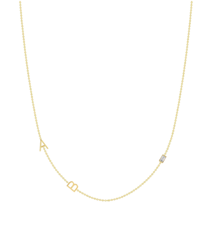 14KY Asymmetrical Initial Necklace