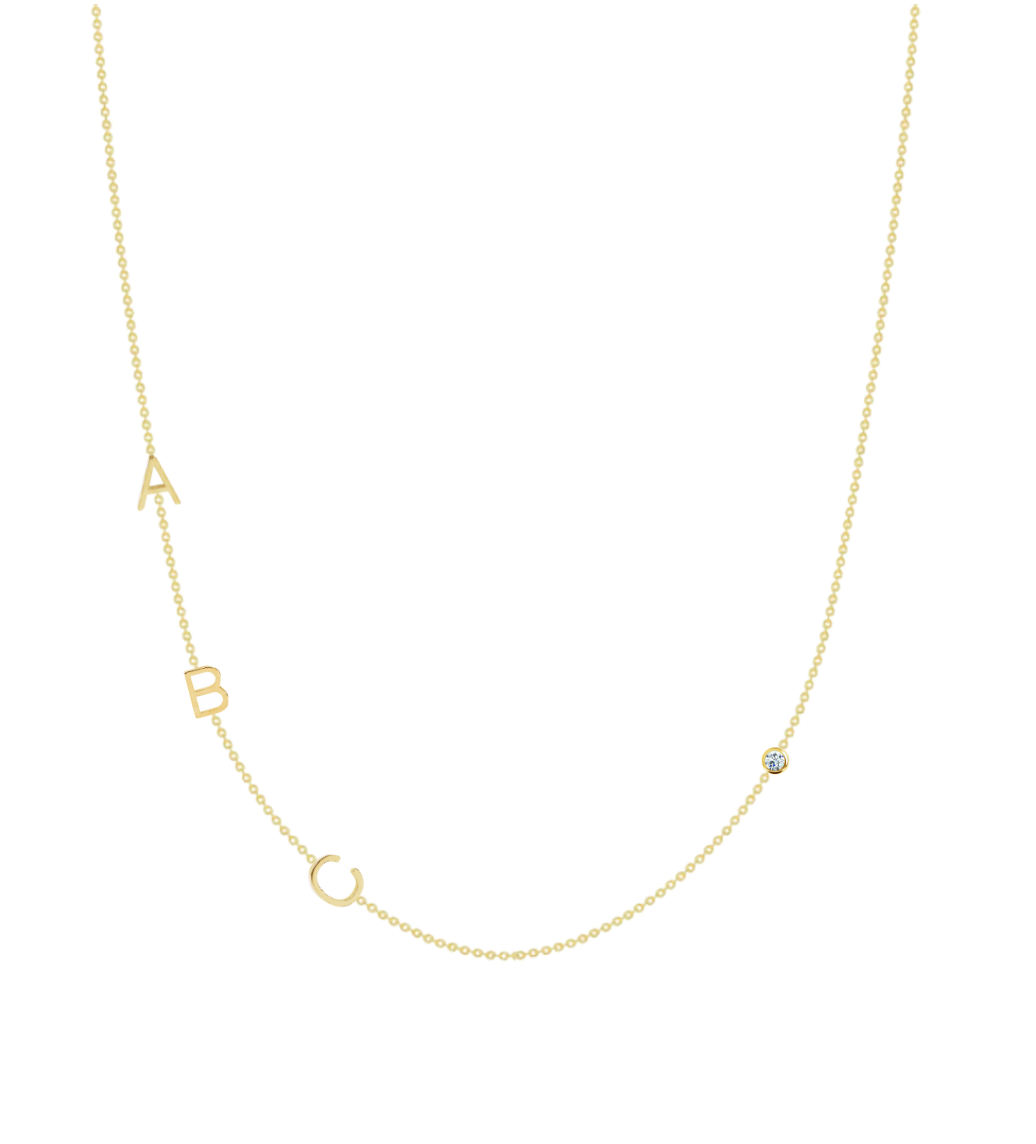 14KY Asymmetrical Initial Necklace