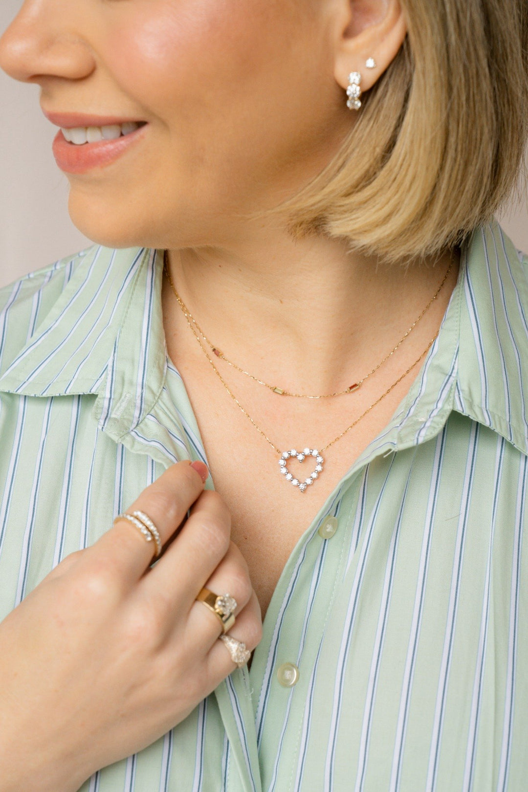 14KY Baguette Birthstone Necklace