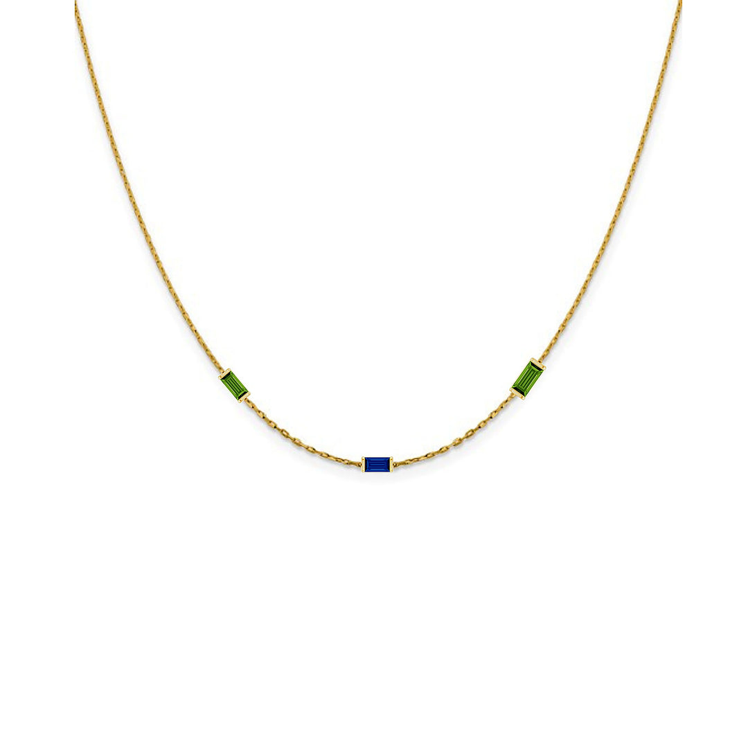 14KY Baguette Birthstone Necklace