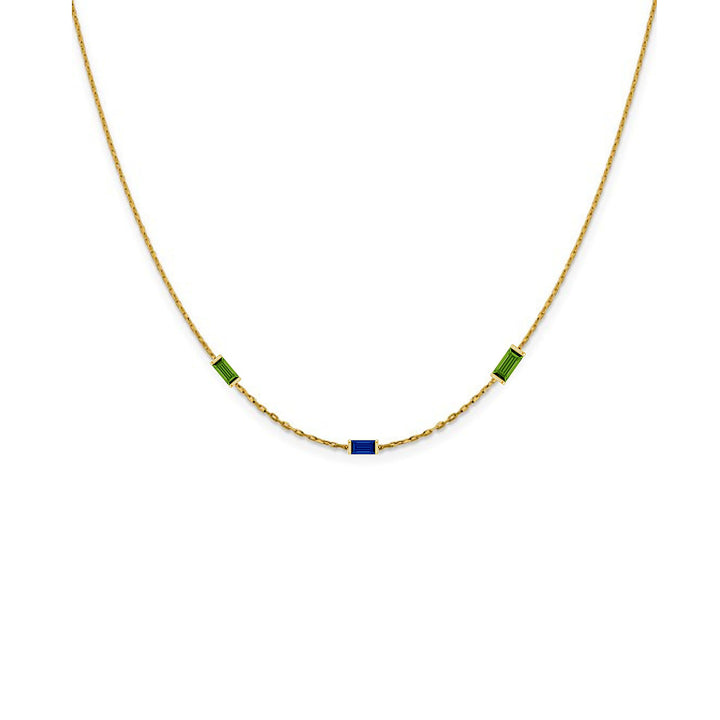 14KY Baguette Birthstone Necklace