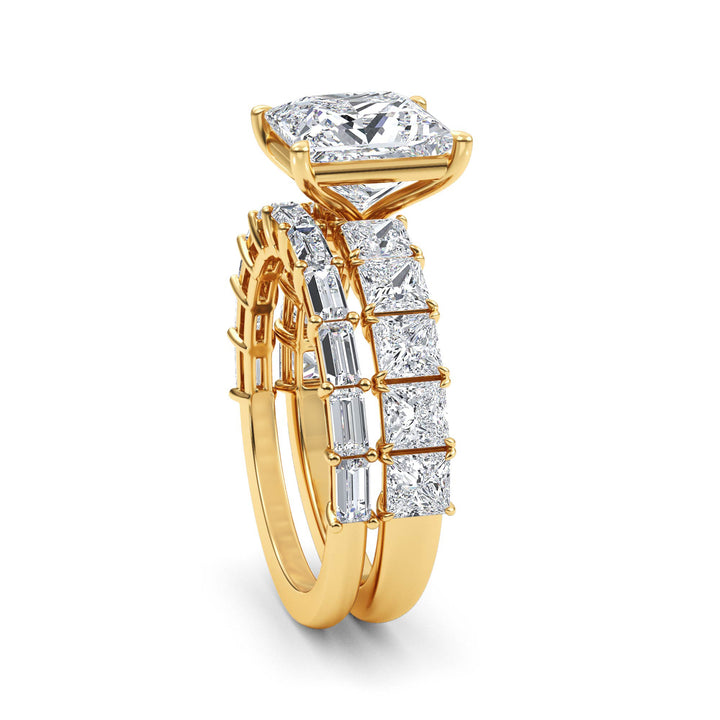 14KY Lab Grown Square and Baguette Diamond Double Band