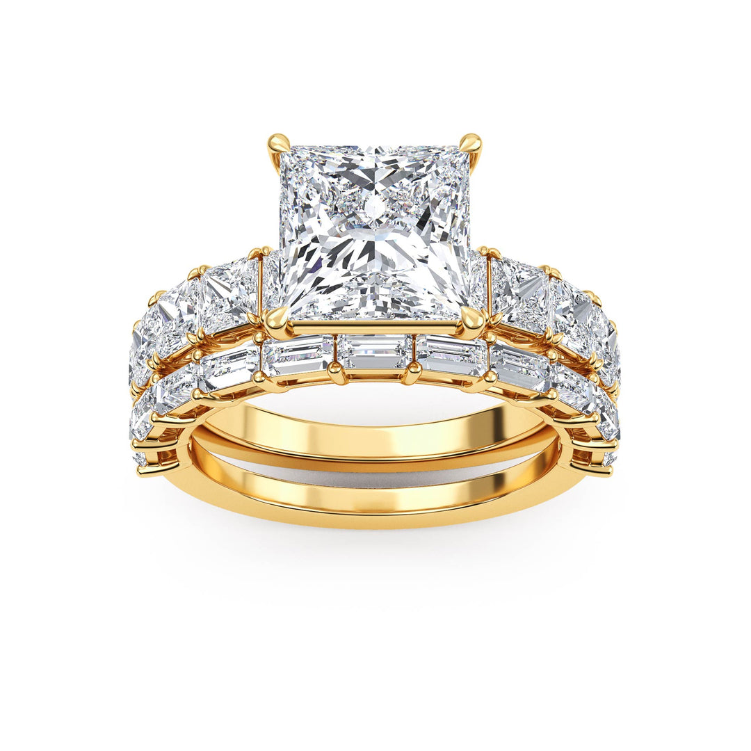 14KY Lab Grown Square and Baguette Diamond Double Band