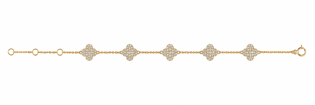 14KY 0.81 CTW Diamond Clover Station Chain Bracelet