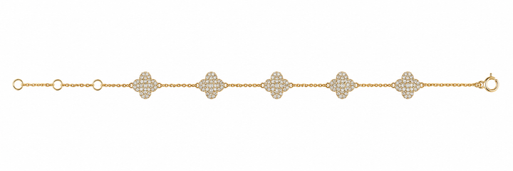 14KY 0.81 CTW Diamond Clover Station Chain Bracelet