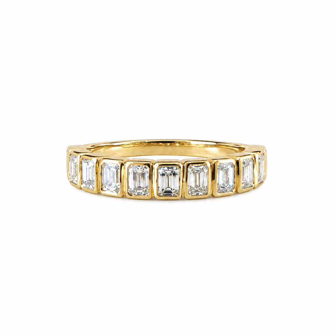 14KY 0.95 CTW Bezel-Set Emerald-Cut Diamond Ring