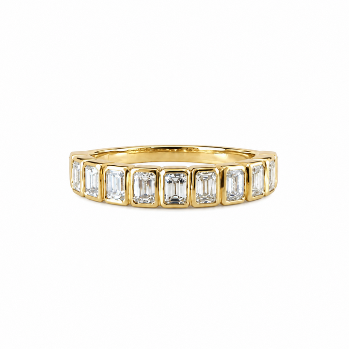 14KY 0.95 CTW Bezel-Set Emerald-Cut Diamond Ring