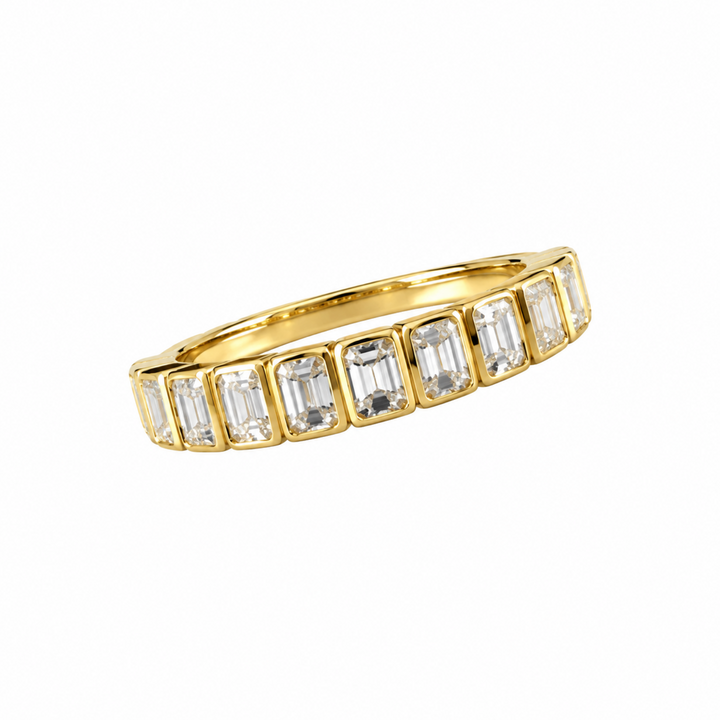 14KY 0.95 CTW Bezel-Set Emerald-Cut Diamond Ring