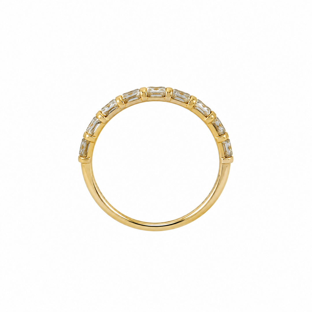 14KY 0.95 CTW Bezel-Set Emerald-Cut Diamond Ring