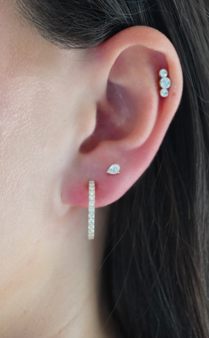14KY 1 CTW Lab Grown Diamond Inside Outside Hoops