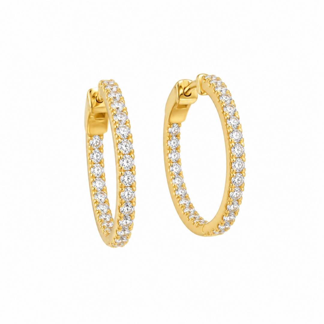 14KY 1 CTW Lab Grown Diamond Inside Outside Hoops