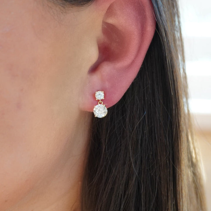 14K 2 CTW Lab-Grown Diamond Two-Stone Earrings