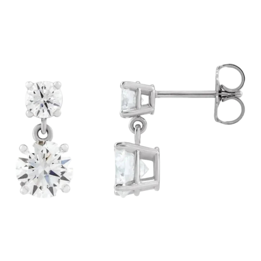 14K 2 CTW Lab-Grown Diamond Two-Stone Earrings
