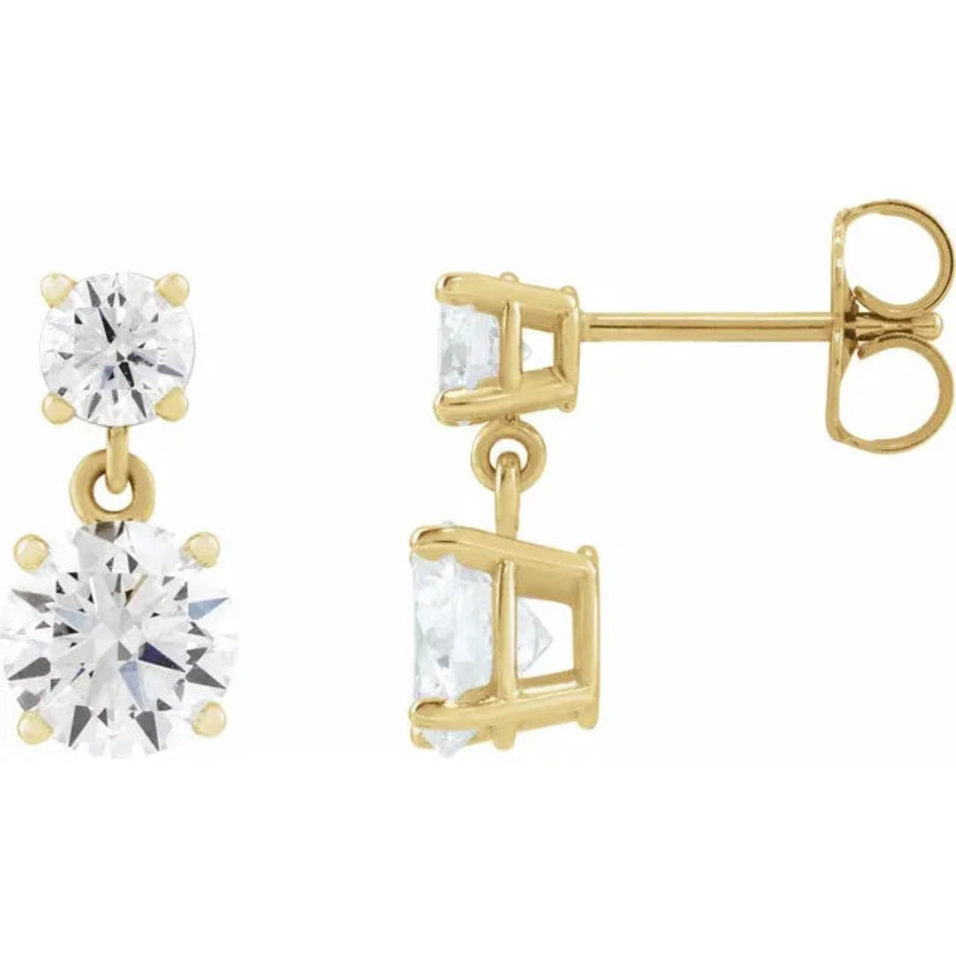 14K 2 CTW Lab-Grown Diamond Two-Stone Earrings