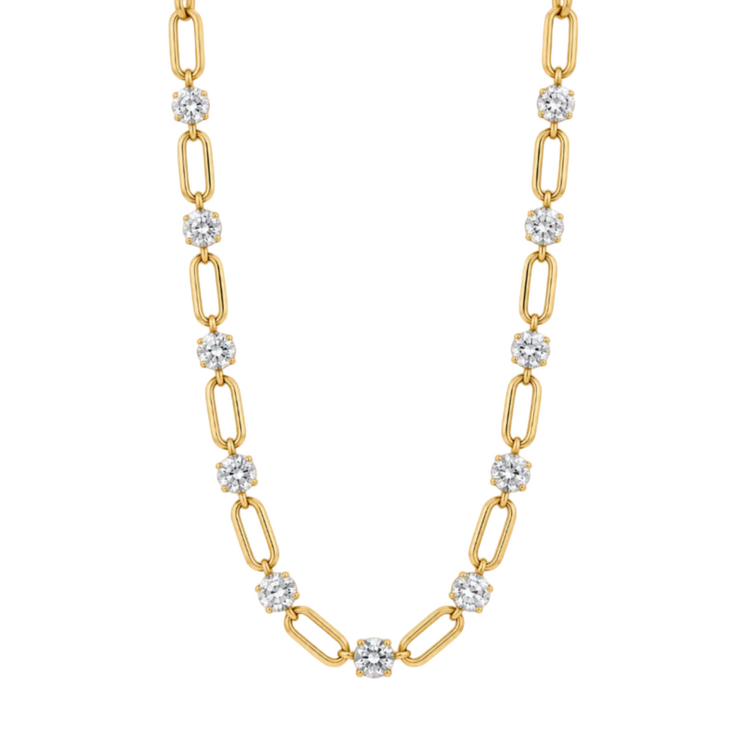 14KY 4.33 CTW Lab Grown Diamond Station Paperclip Necklace