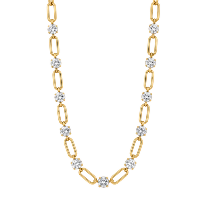 14KY 4.33 CTW Lab Grown Diamond Station Paperclip Necklace