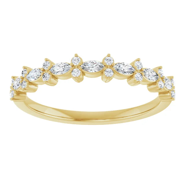 14K 1/3 CTW Marquise Natural Diamond Anniversary Band