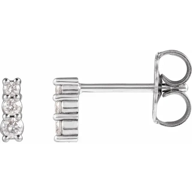 14K .03 CTW Lab Grown Diamond Graduated Three-Stone Earrings