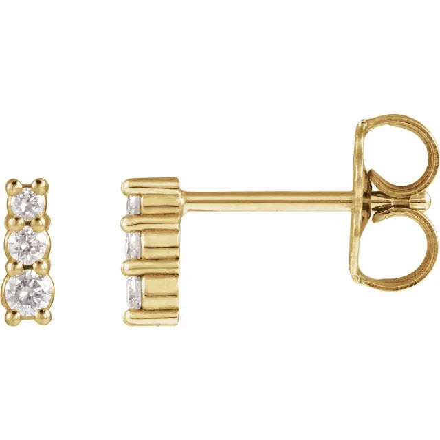 14K .03 CTW Lab Grown Diamond Graduated Three-Stone Earrings