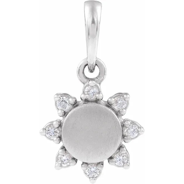 14K .06 CTW Lab Grown Diamond Engravable Pendant