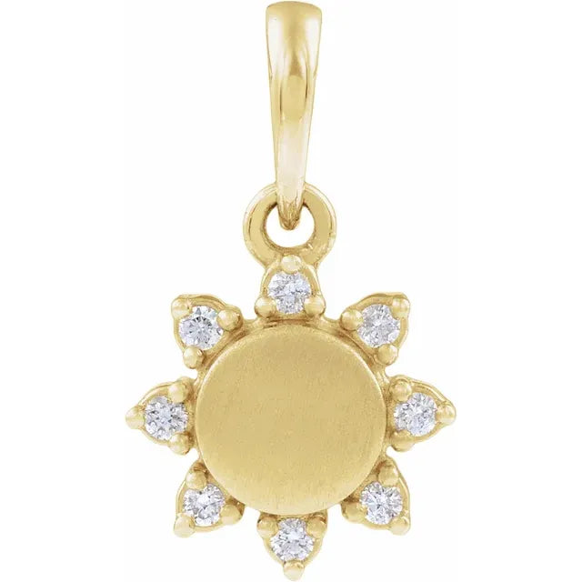 14K .06 CTW Lab Grown Diamond Engravable Pendant