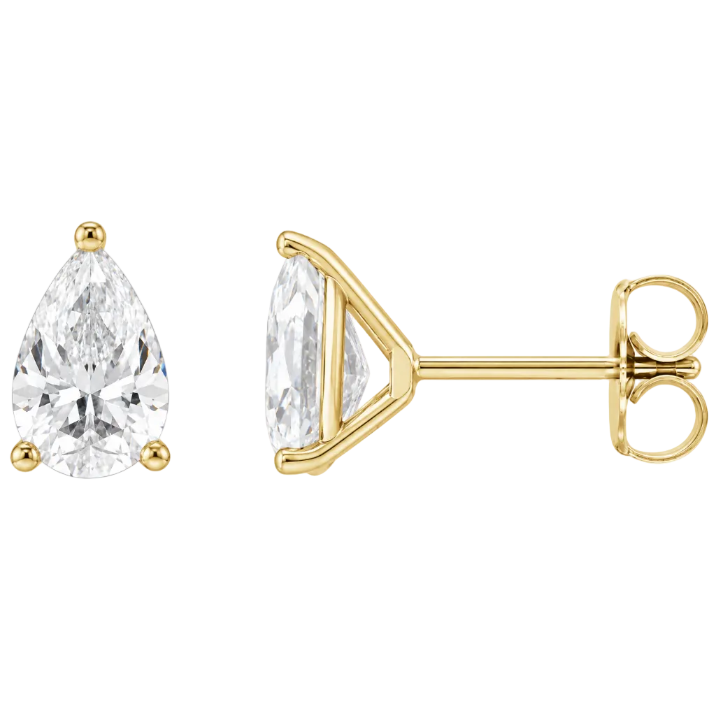 14K 3-Prong Lab-Grown Pear Martini Studs