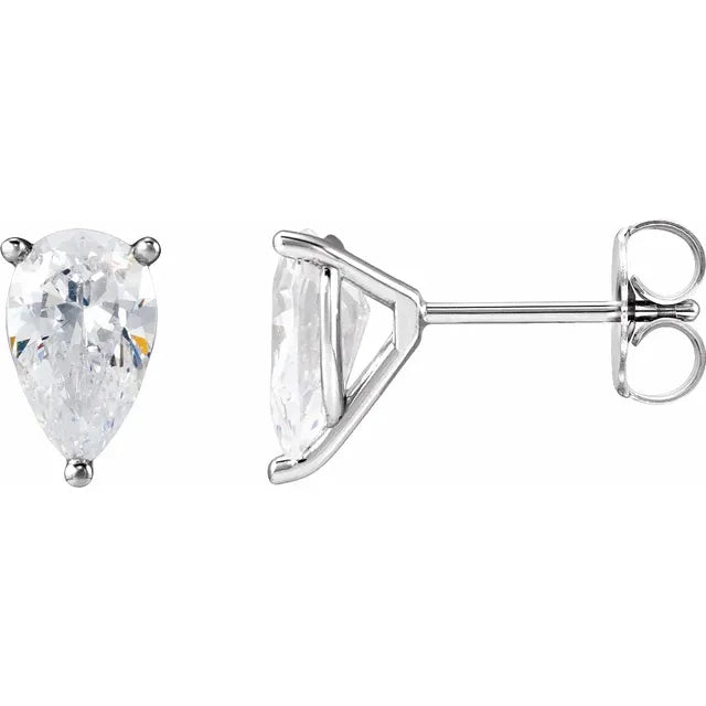 14K 3-Prong Lab-Grown Pear Martini Studs