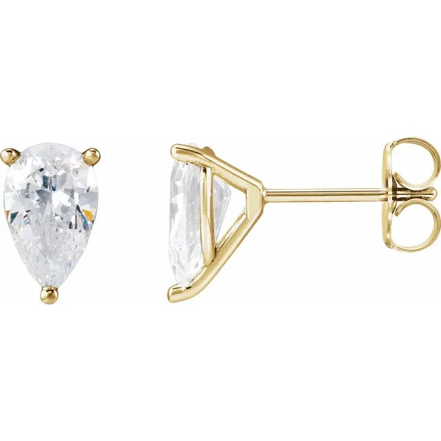 14K 3-Prong Lab-Grown Pear Martini Studs