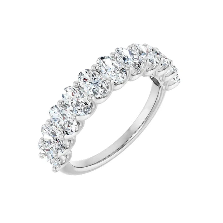 14K 4-Prong Oval Diamond Anniversary Band
