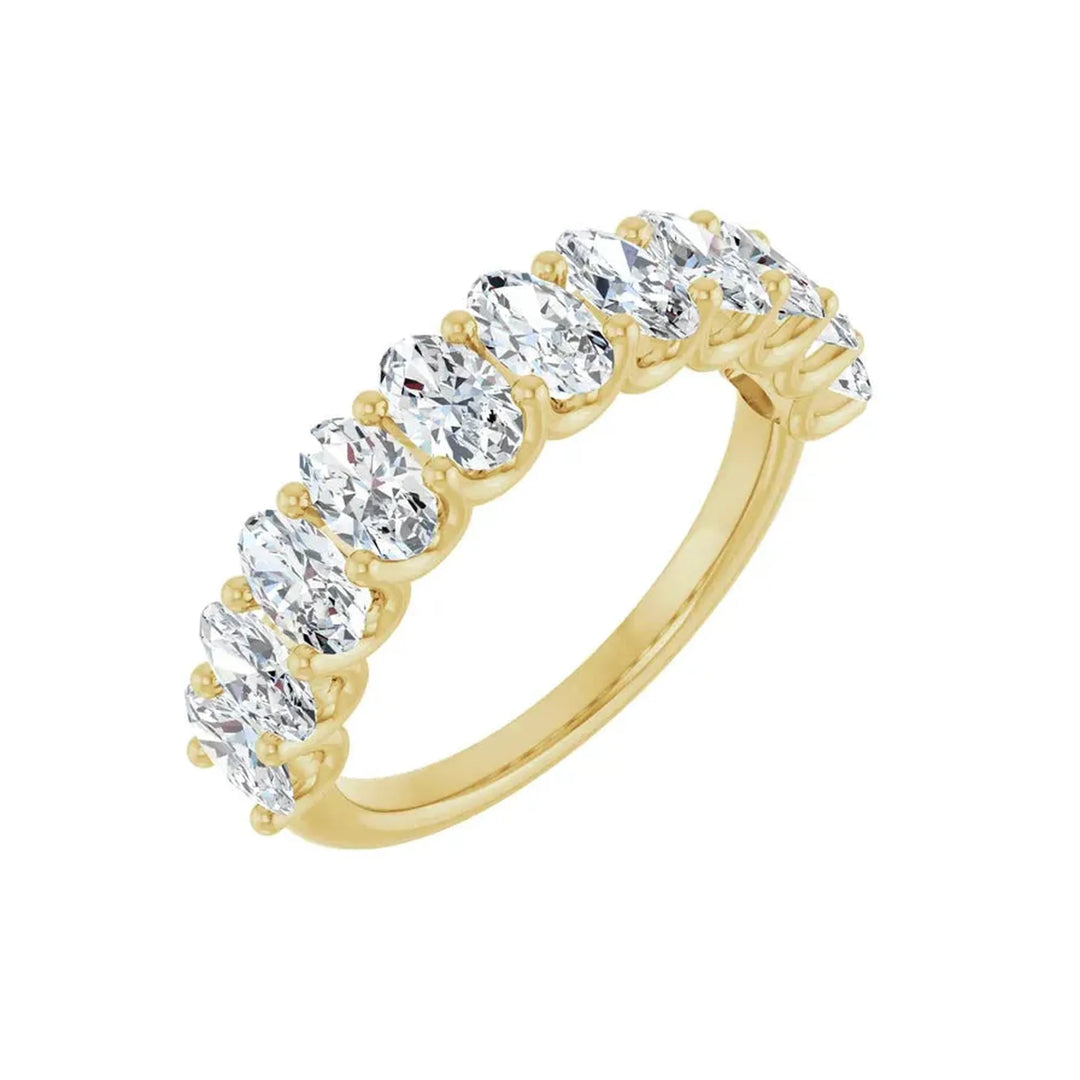 14K 4-Prong Oval Diamond Anniversary Band