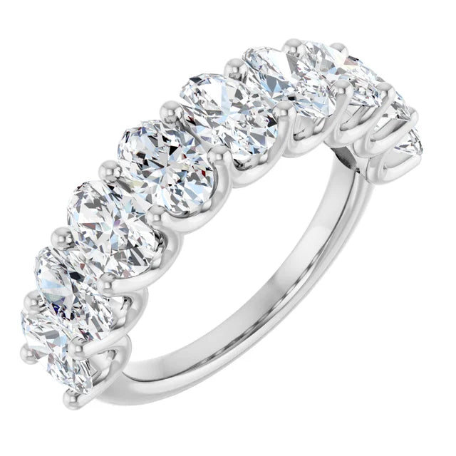 14K 4-Prong Oval Diamond Anniversary Band