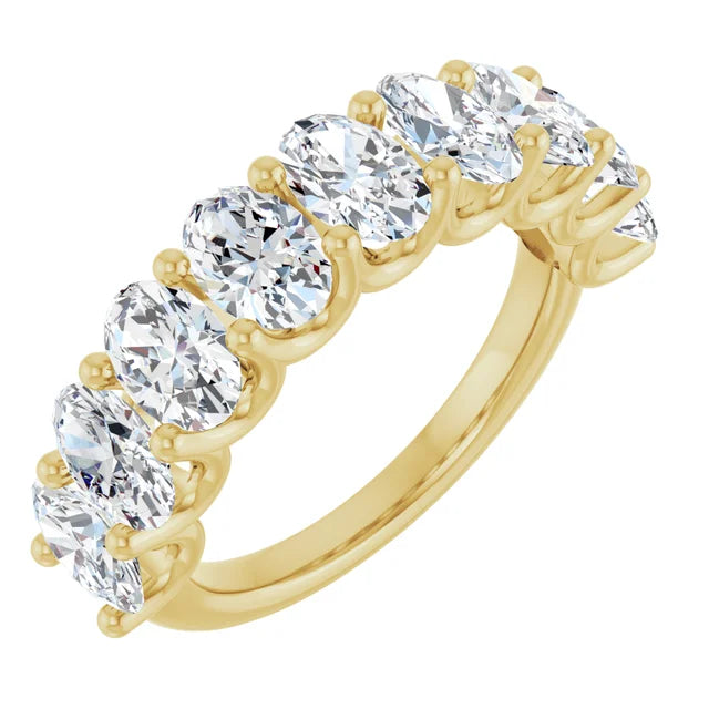 14K 4-Prong Oval Diamond Anniversary Band