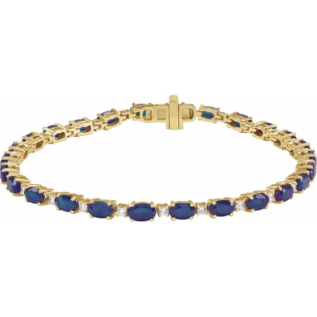 14K 5/8 CTW Lab Grown Gemstone &amp; Diamond Line Bracelet