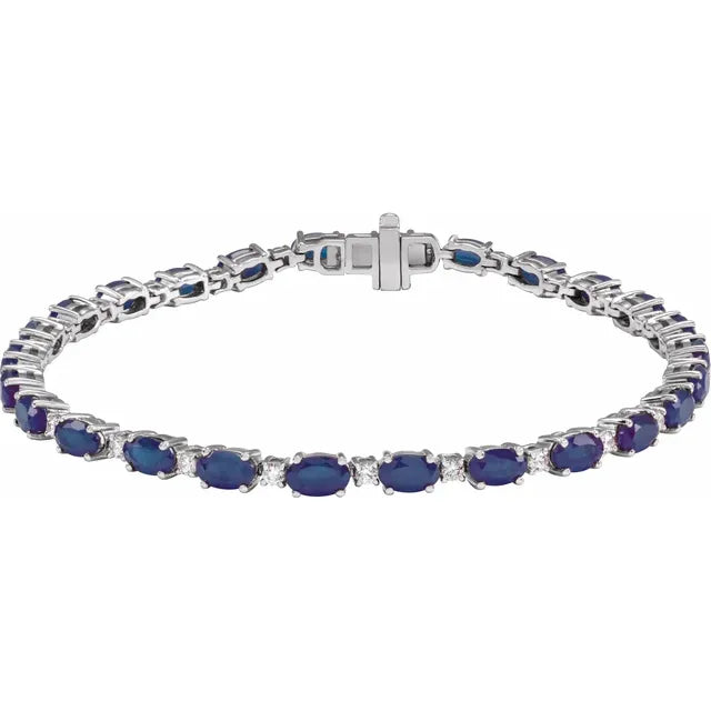 14K 5/8 CTW Lab Grown Gemstone &amp; Diamond Line Bracelet