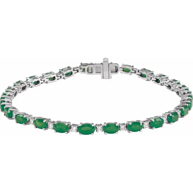 14K 5/8 CTW Lab Grown Gemstone &amp; Diamond Line Bracelet