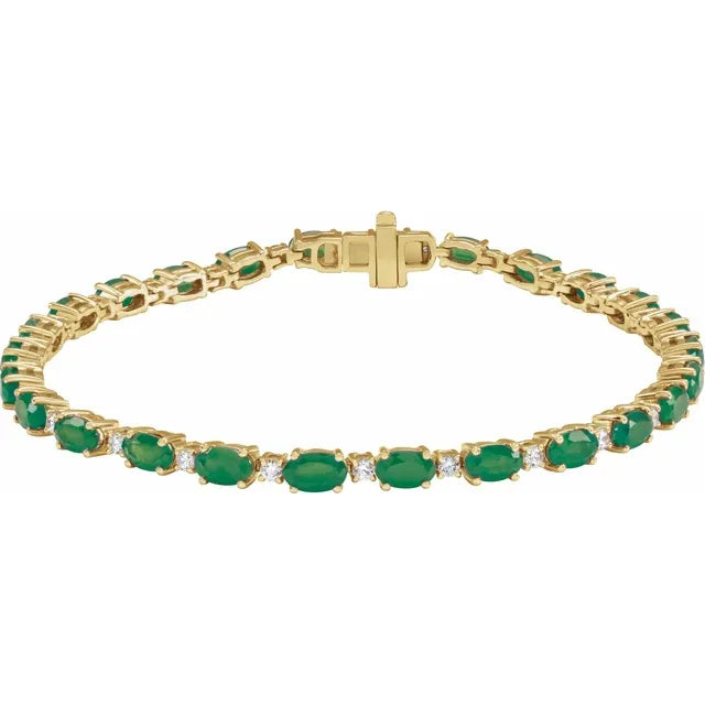 14K 5/8 CTW Lab Grown Gemstone &amp; Diamond Line Bracelet