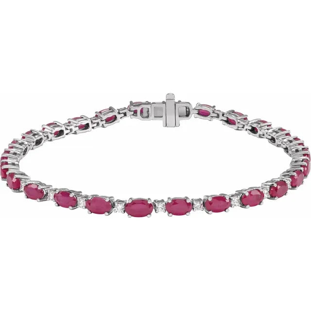 14K 5/8 CTW Lab Grown Gemstone &amp; Diamond Line Bracelet