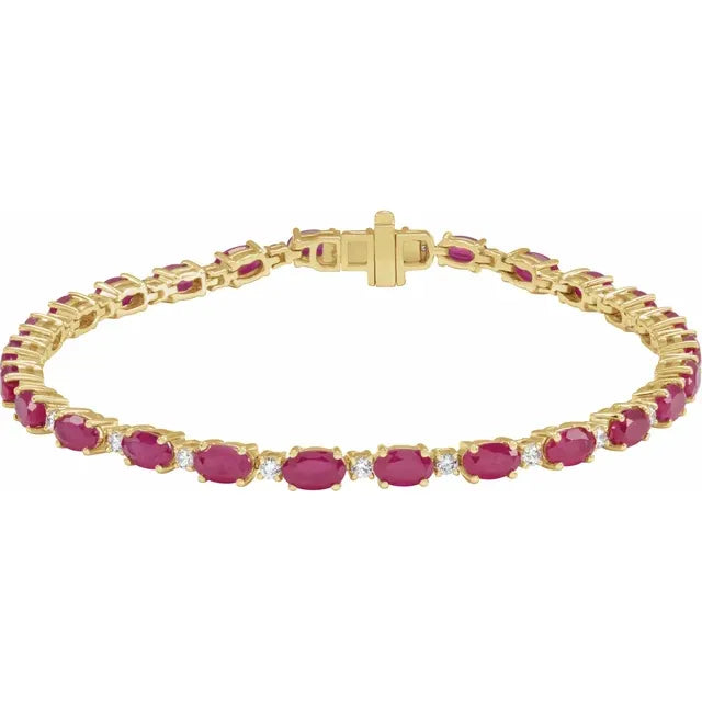 14K 5/8 CTW Lab Grown Gemstone &amp; Diamond Line Bracelet